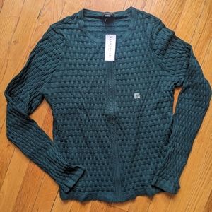 Forest Green Zip Ann Taylor Waffle Cardigan NWT